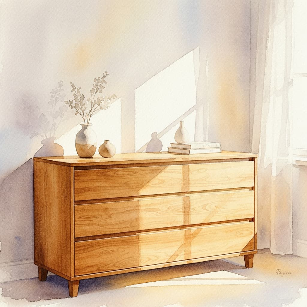 Watercolor Wooden Dresser