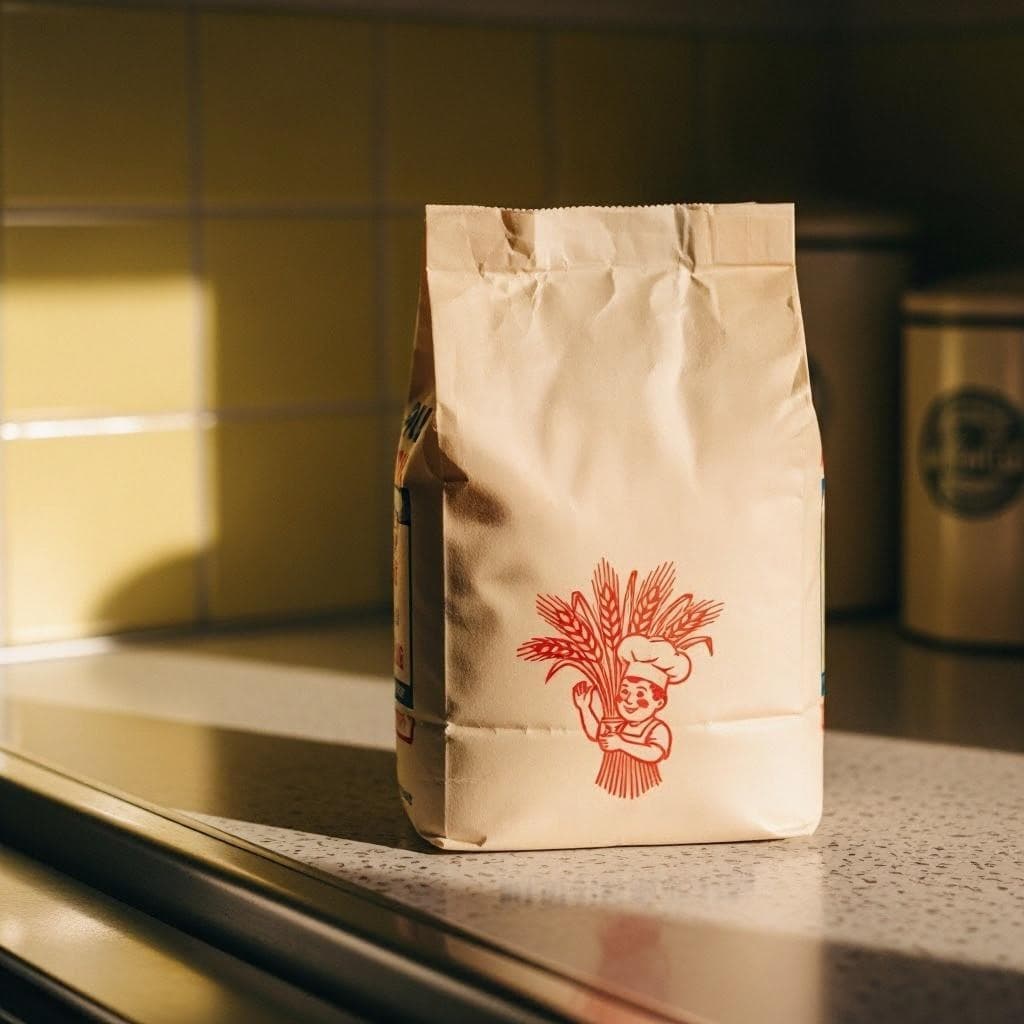 Flour bag with text removed cleanly