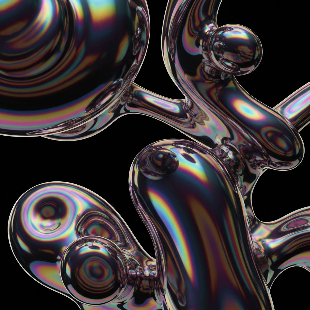 Abstract 3D fluid shapes, pastel pink and mint, soft lighting, modern render