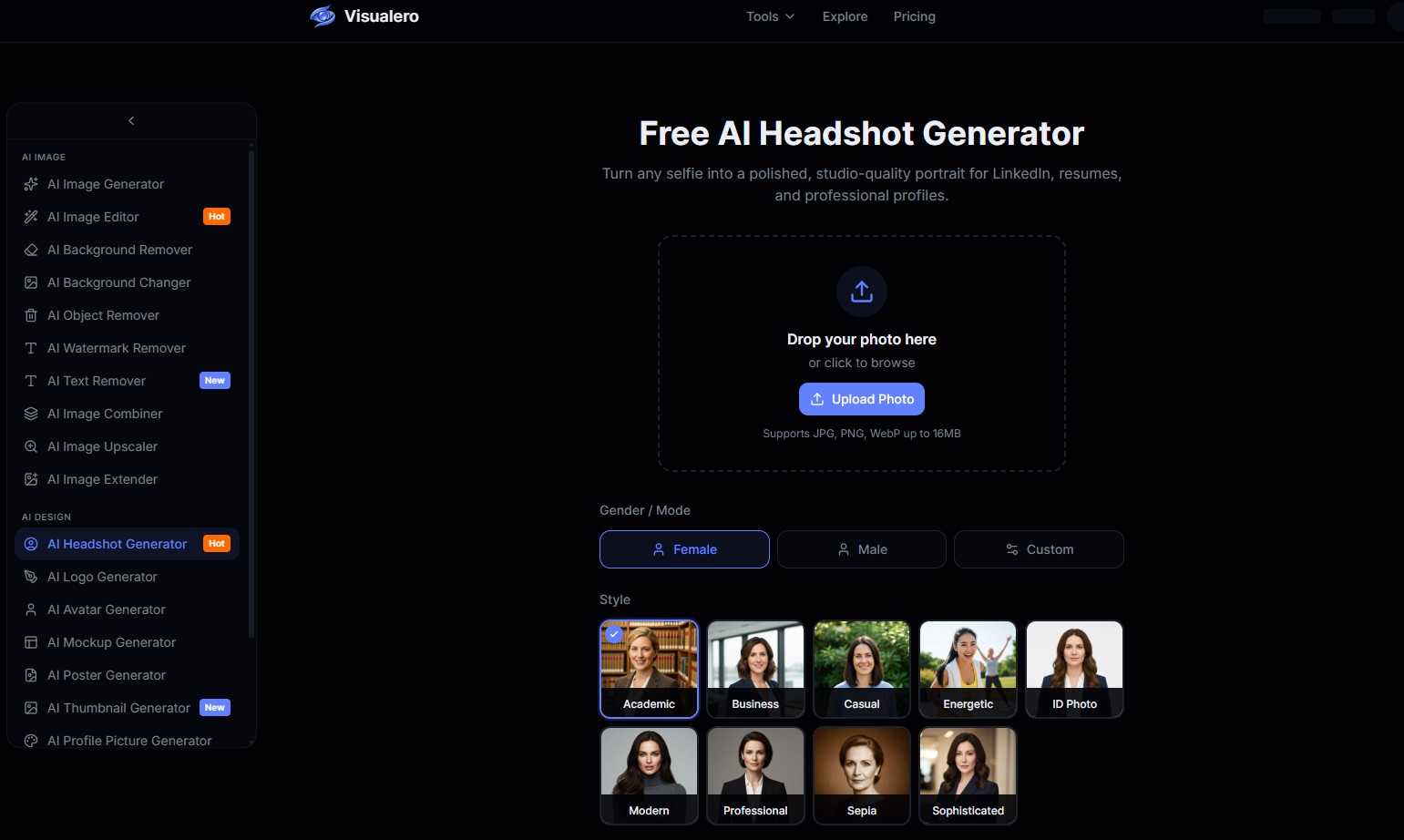 Visualero AI Headshot Generator